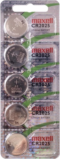 [IN-012-000001] MAXELL Pila Litio Botón CR2025 3V (Pack 5 uds.)
